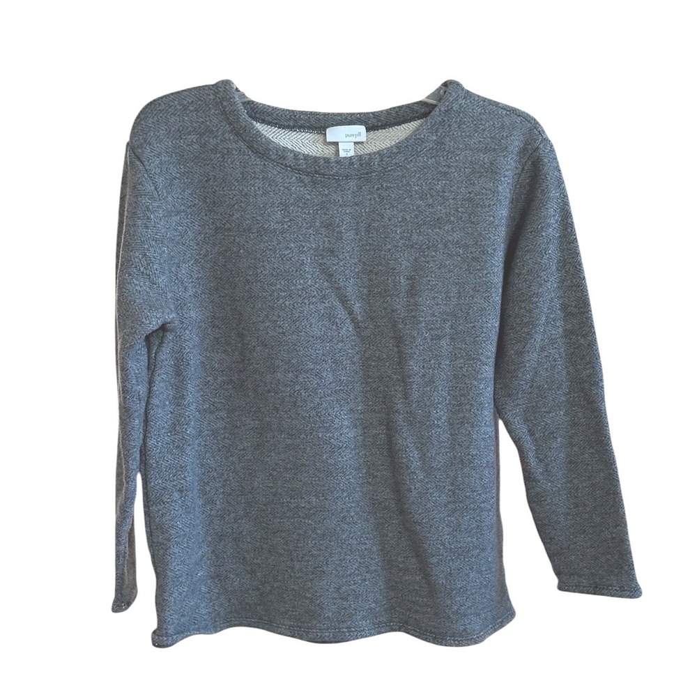 Pure J Jill Grey Herringbone Cotton French Terry‎ Pullover Top Small Cozycore